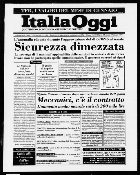 Italia oggi : quotidiano di economia finanza e politica